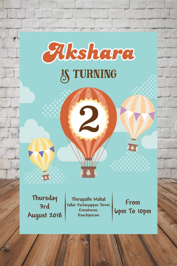 Hot Air Theme girl Customized Invite Sale