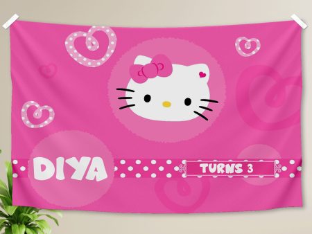 Hello Kitty Theme with Baby Name Backdrop Sale