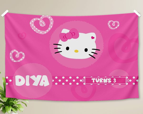 Hello Kitty Theme with Baby Name Backdrop Sale