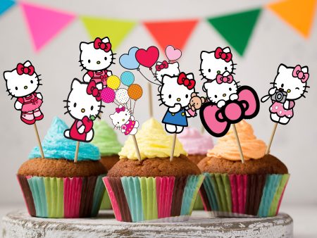 Hello Kitty Theme Cup Cake Topper Online Hot Sale