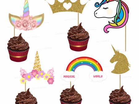 Unicorn Theme Cup Cake Topper Online Sale