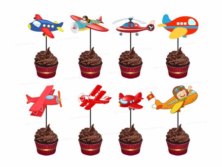 Aeroplane Theme Cup Cake Topper Hot on Sale